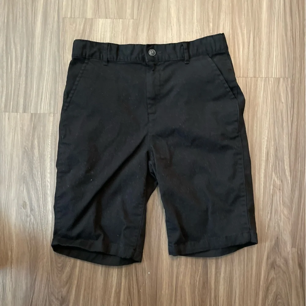Place Boys Black Chino Shorts with Flat Front Design size  14